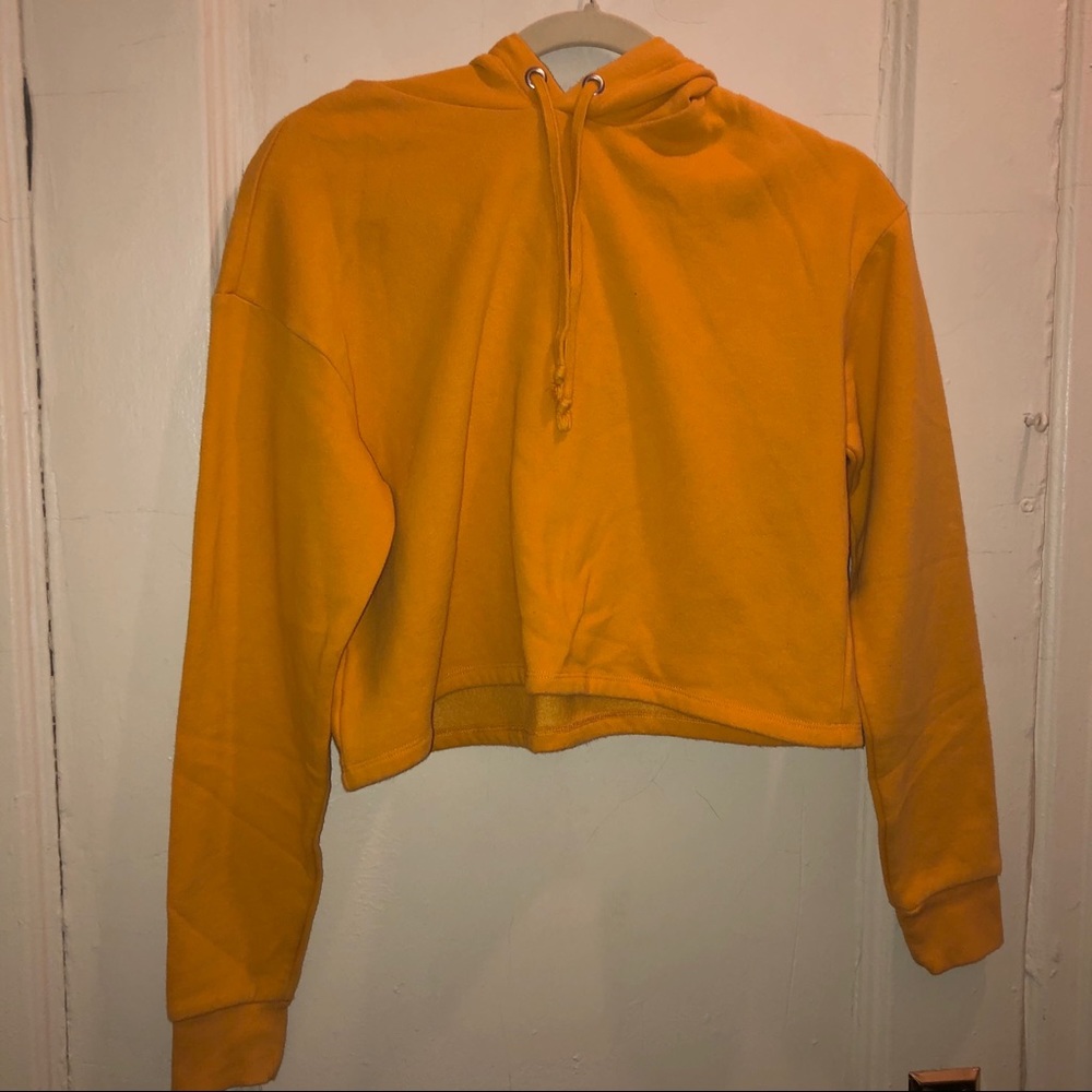 Mustard yellow cropped hoodie